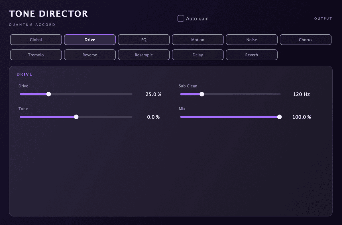 The Tone Director interface